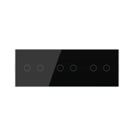 Шестиклавишный импульсный сенсорный выключатель (2-2-2) чёрный