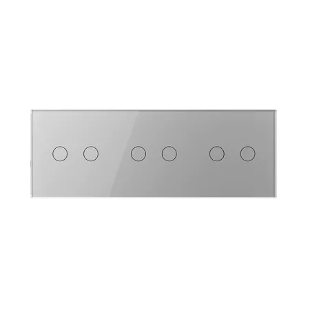 Шестиклавишный проходной сенсорный выключатель (2-2-2) серый