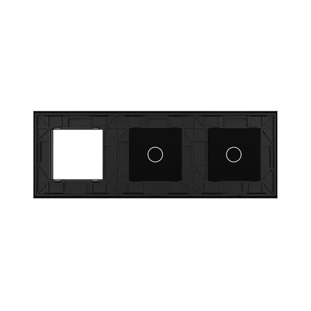 Рамка для сенсорных выключателей тройная, 2 клавиши, 1 розетка (1-1-0) чёрная