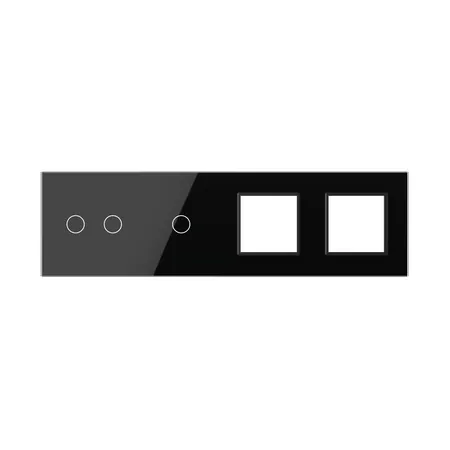 Рамка для сенсорных выключателей четверная, 3 клавиши, 2 розетки (2-1-0-0) чёрная